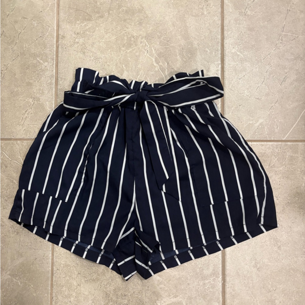 Navy Striped Women's Shorts